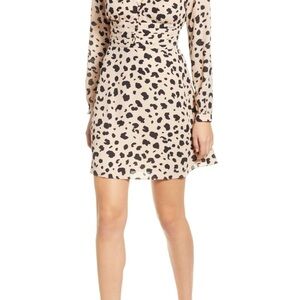 Socialite Cream Ruched Wrap Dress with Bishop Sleeves